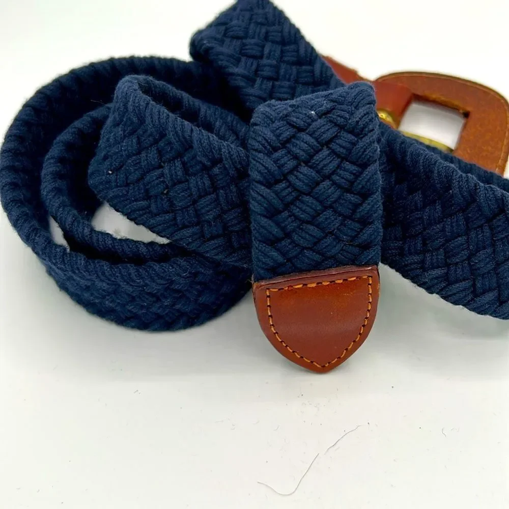 Men's Navy and Brown Woven Belt